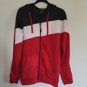 G Net Mens Red and Black Colorblock Hoodie (LL132)